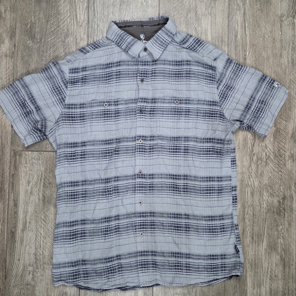 Men's Blue Plaid Short Sleeve Shirt